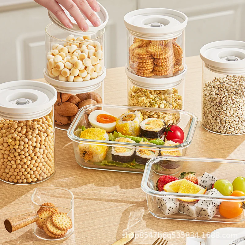 Vacuum Glass Sealed Canister Fresh-keeping Box Refrigerator Food Storage Containers Drainable Kitchen Organizers Fruit Tank thumbnail 3