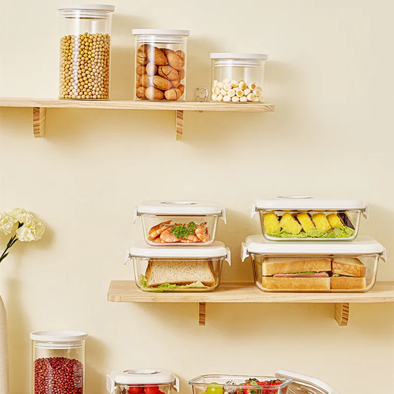 Vacuum Glass Sealed Canister Fresh-keeping Box Refrigerator Food Storage Containers Drainable Kitchen Organizers Fruit Tank thumbnail 4
