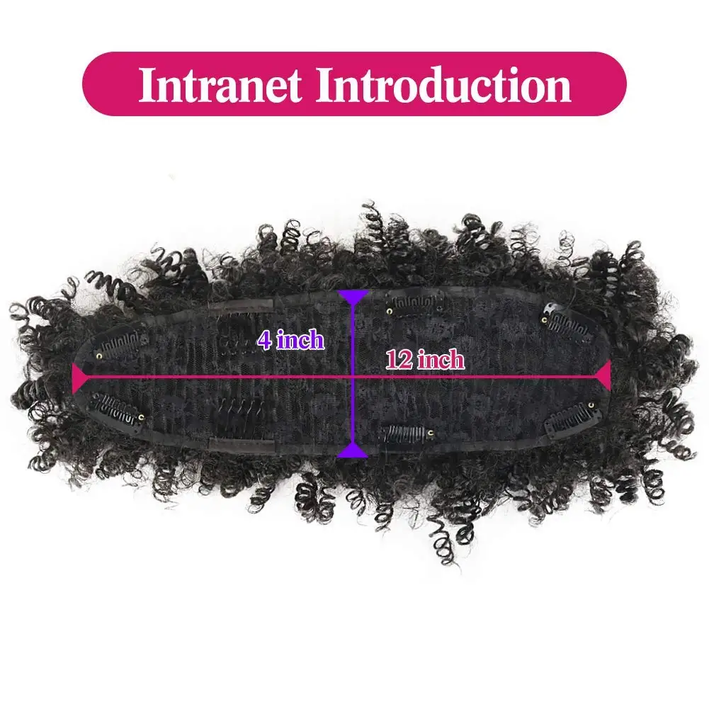 Afro High Puff Hair Bun Ponytail Drawstring With Bangs Synthetic Jerry Curly Mohawk Kinkys Curly Fauxhawks Pony Tail Clip in on thumbnail 5