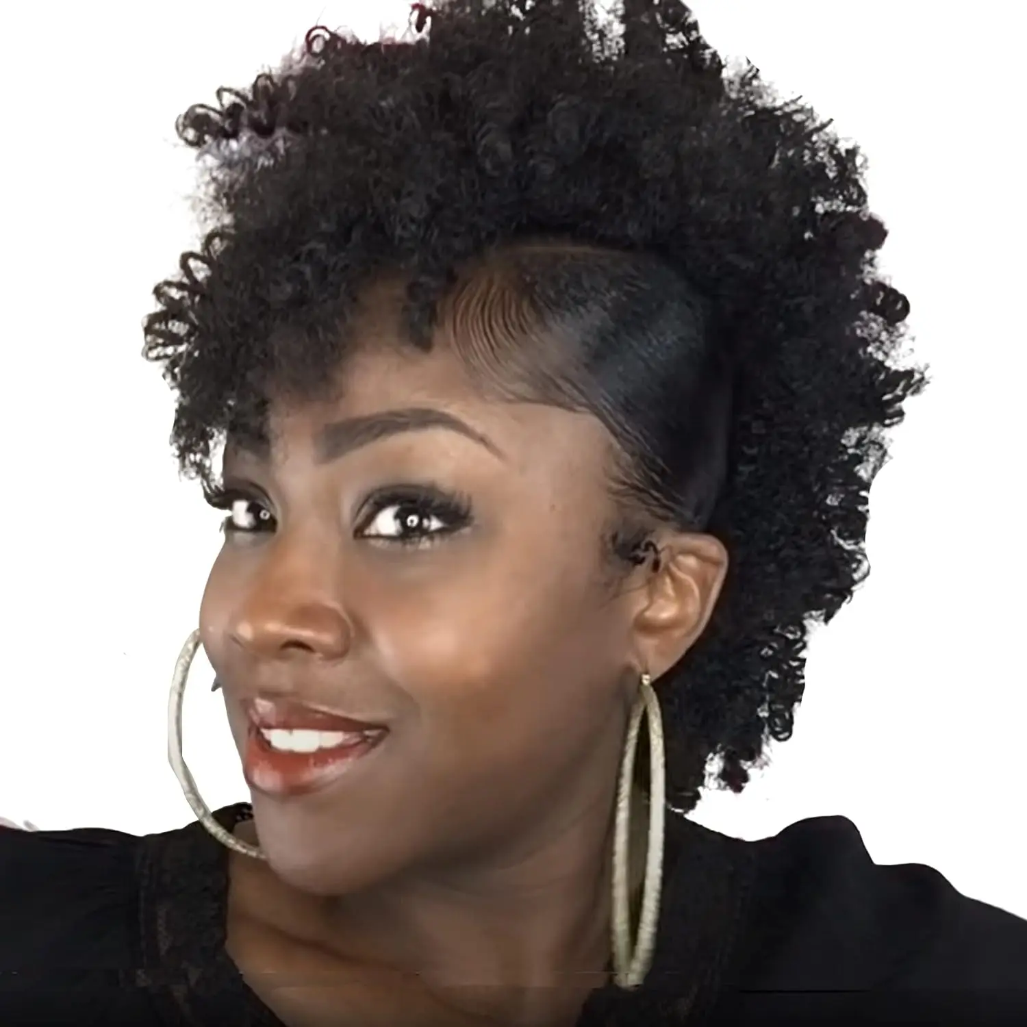 Afro High Puff Hair Bun Ponytail Drawstring With Bangs Synthetic Jerry Curly Mohawk Kinkys Curly Fauxhawks Pony Tail Clip in on thumbnail 2