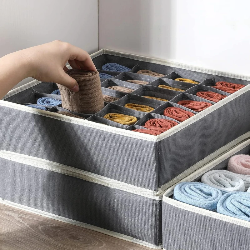 Organizer For Underwear Socks Bra Pants Scarf Tie Storage Box Wardrobe Drawer Organizers Foldable Case For Underwear Organizer thumbnail 3