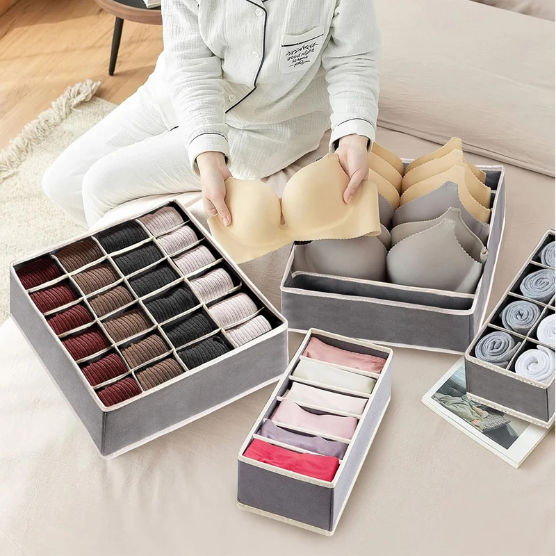 Organizer For Underwear Socks Bra Pants Scarf Tie Storage Box Wardrobe Drawer Organizers Foldable Case For Underwear Organizer thumbnail 2