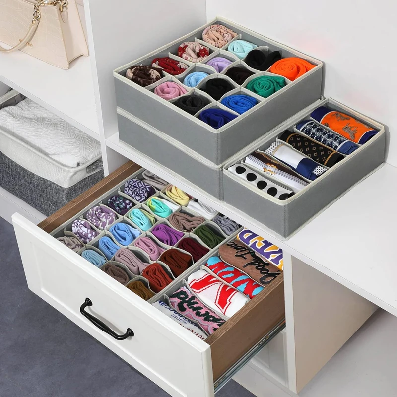 Organizer For Underwear Socks Bra Pants Scarf Tie Storage Box Wardrobe Drawer Organizers Foldable Case For Underwear Organizer thumbnail 5