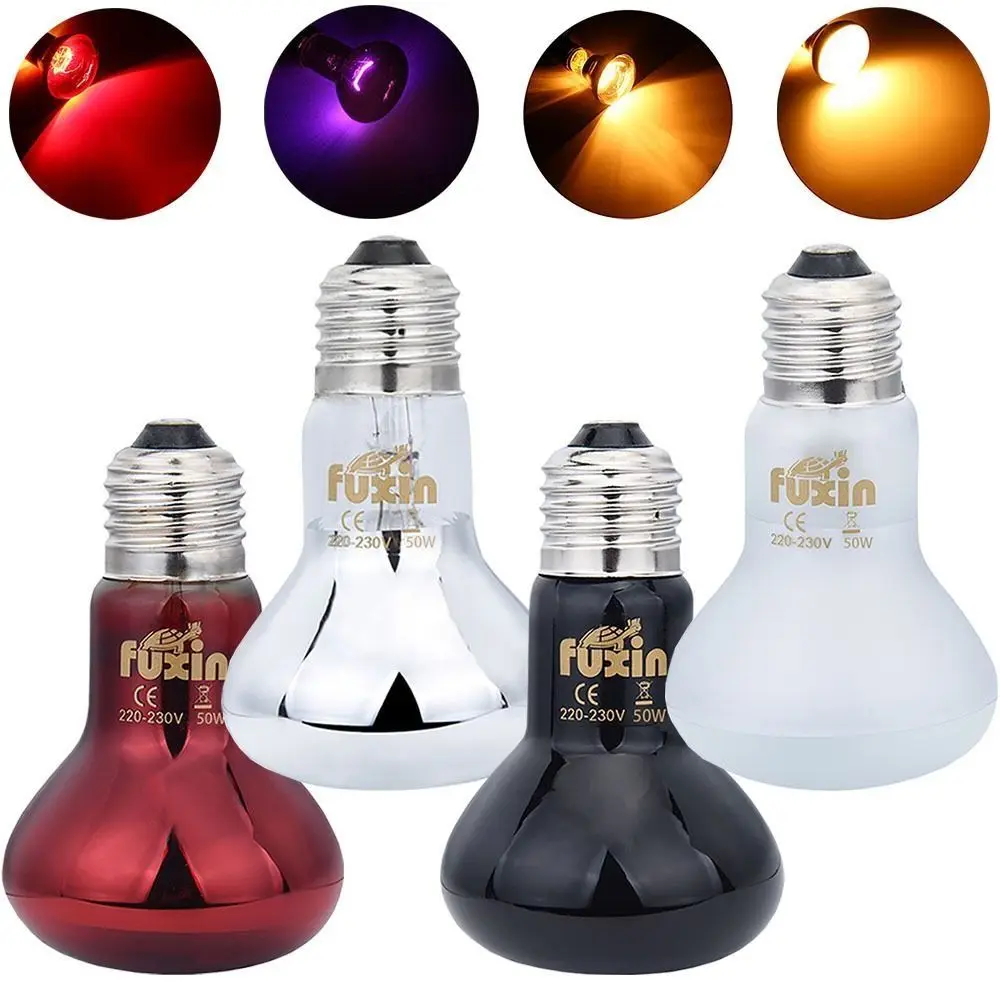 Infrared Led Pet Heating Lamp Durable UVA Adjustable Reptile Heat Bulb 4 Kinds 25W/50W/75W/100W UVA Day Night Bulb Reptiles thumbnail 4