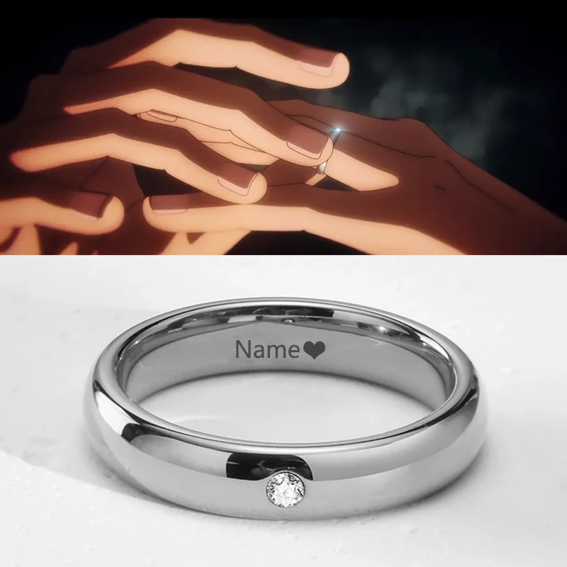 Customizable Never Fade 4mm Stainless Steel Solid Zircon Ring Engagement Wedding Charm Rings for Men and Women Charm Jewelry