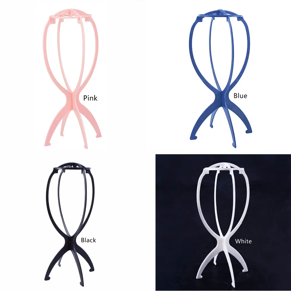 1PC Four Colors Wig Stands Plastic Hat Display Wig Head Holders 17x34Cm Mannequin Head/Stand Portable Folding Wig Stand thumbnail 2