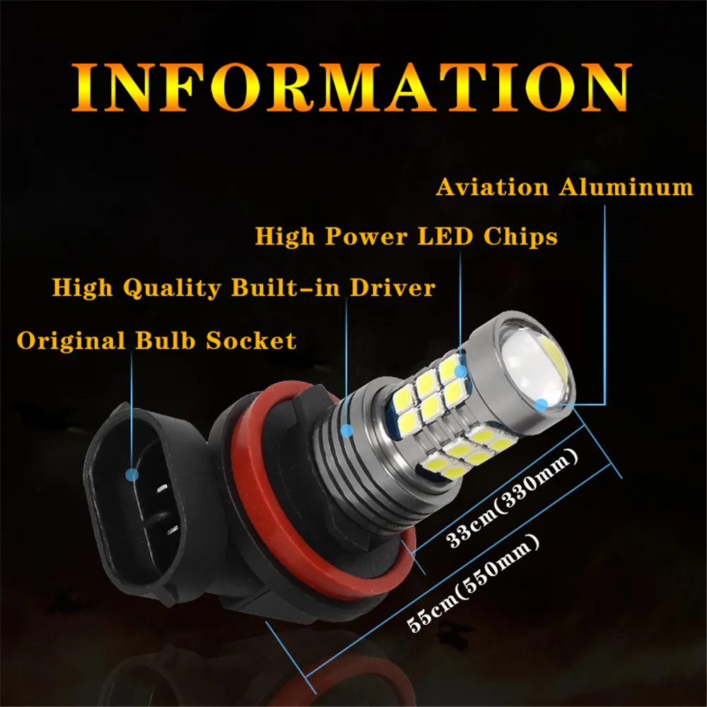 2Pcs LED Car Front Fog Light Lamps Bulb For AUDI A4 B7 B8 B9 2009 - 2019 2010 2011 2012 2013 2014 2015 2016 2017 2018 Accessory thumbnail 4