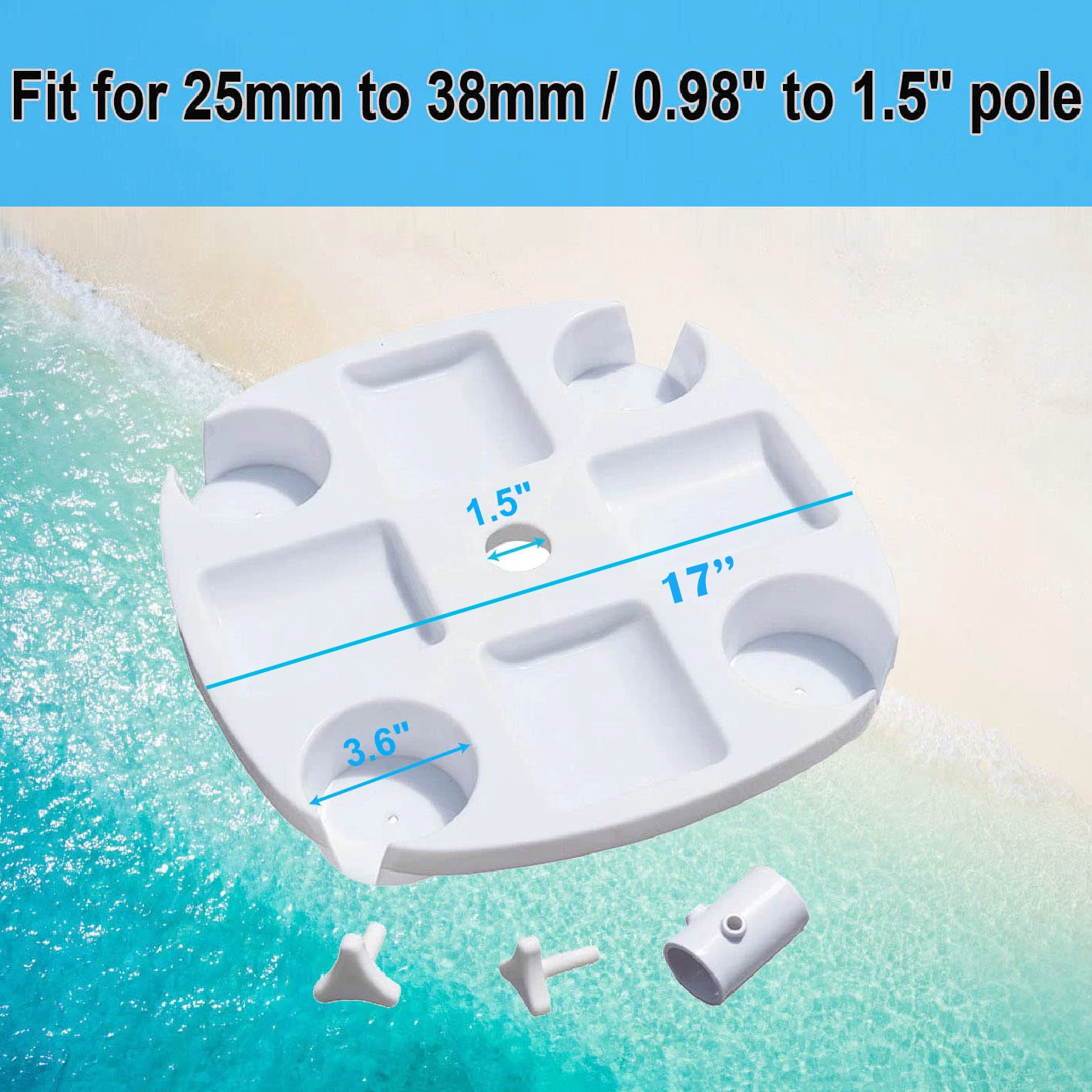 CYBeach Umbrella Umbrella Tray, with 4 Cup Holders and 4 Snack Grids, Suitable for Beaches, Terraces, Gardens and Swimming Pools thumbnail 5