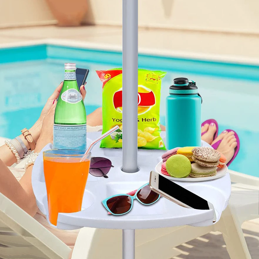 CYBeach Umbrella Umbrella Tray, with 4 Cup Holders and 4 Snack Grids, Suitable for Beaches, Terraces, Gardens and Swimming Pools thumbnail 2