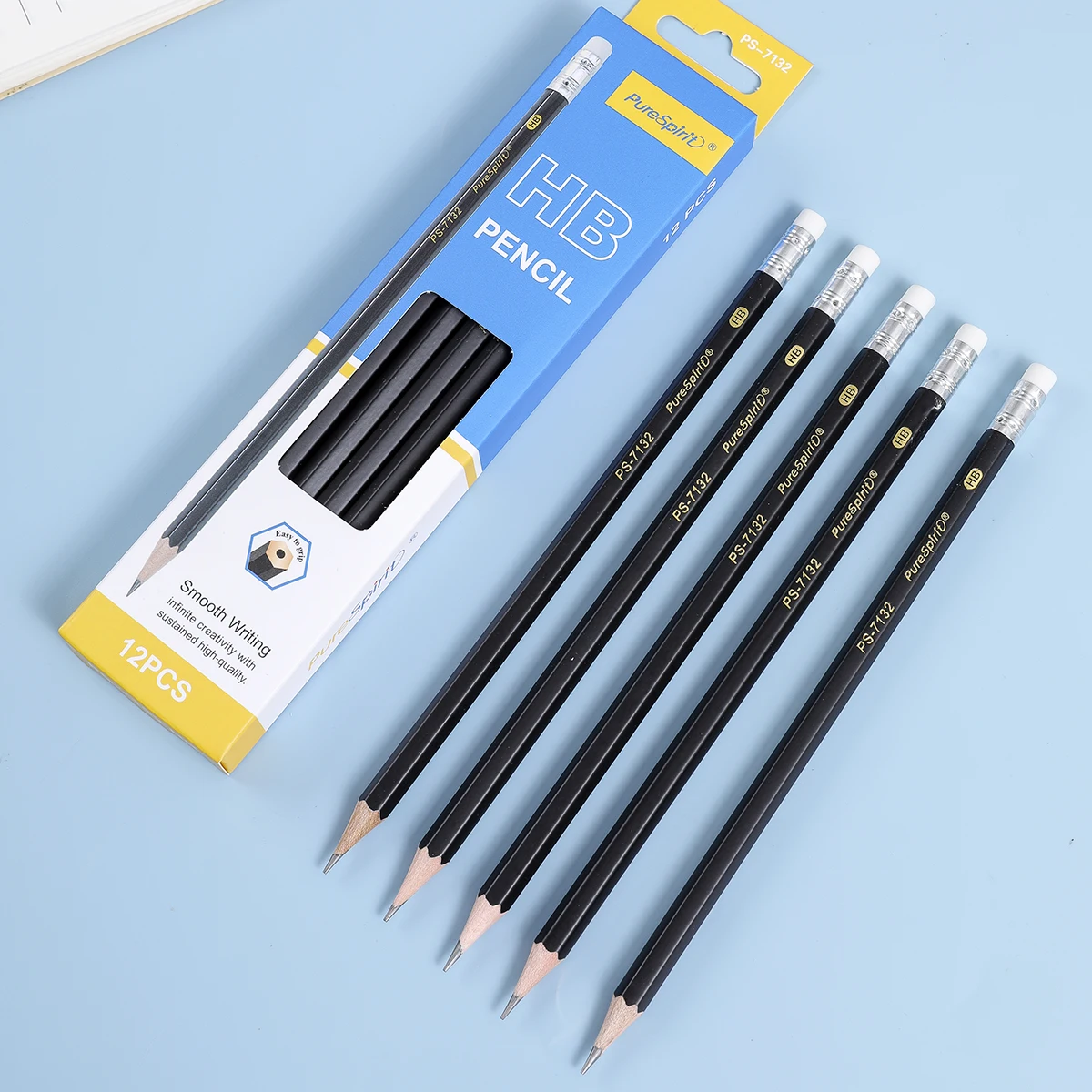 12PCS Woodcased Pencils with Eraser Pre-sharpened HB Lead Graphite Pencils for Students Adults School, Office thumbnail 3