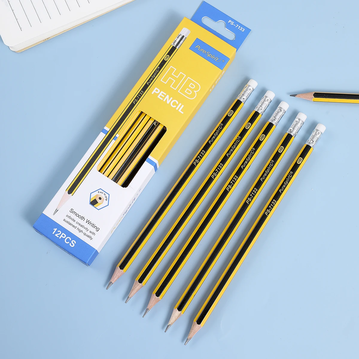 12PCS Woodcased Pencils with Eraser Pre-sharpened HB Lead Graphite Pencils for Students Adults School, Office thumbnail 2