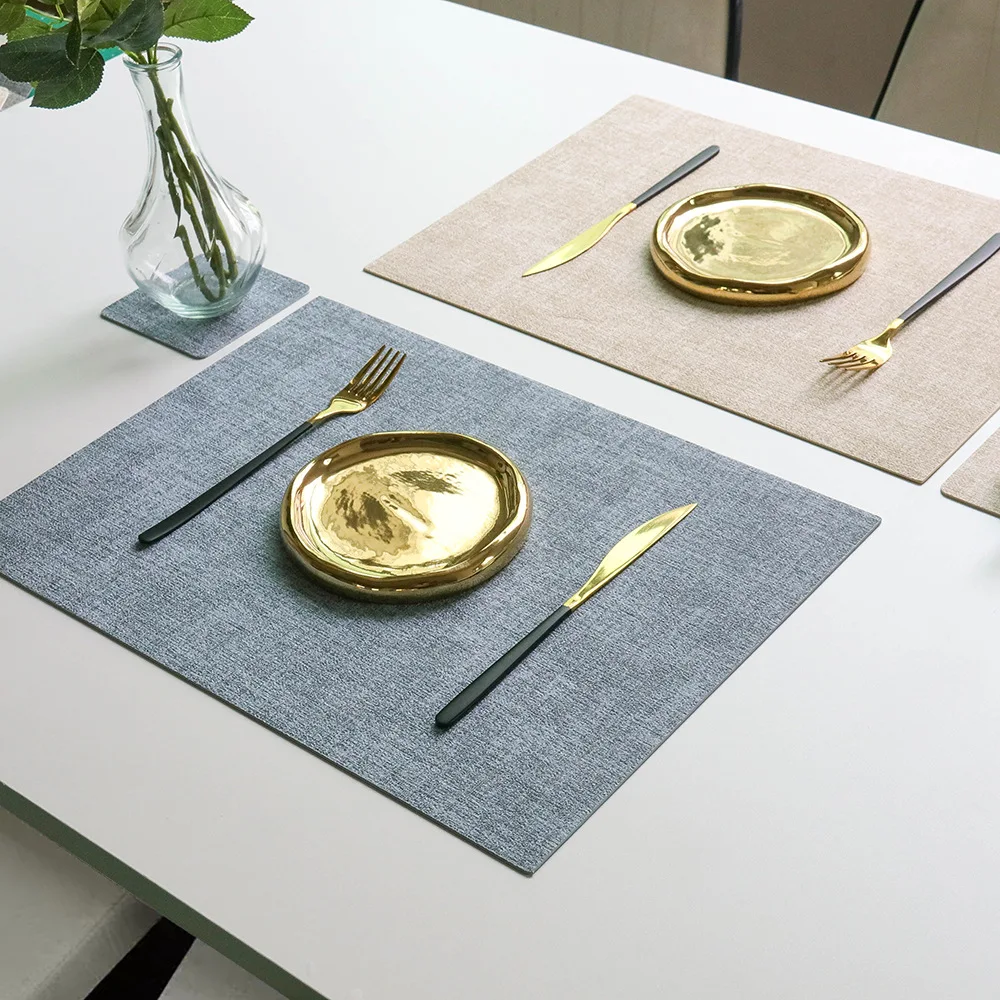 Waterproof Oilproof Placemats Non Slip Heat Resistance Washable Table Mats Cup Coasters Kitchen Water Uptake Dinner Placemats thumbnail 3