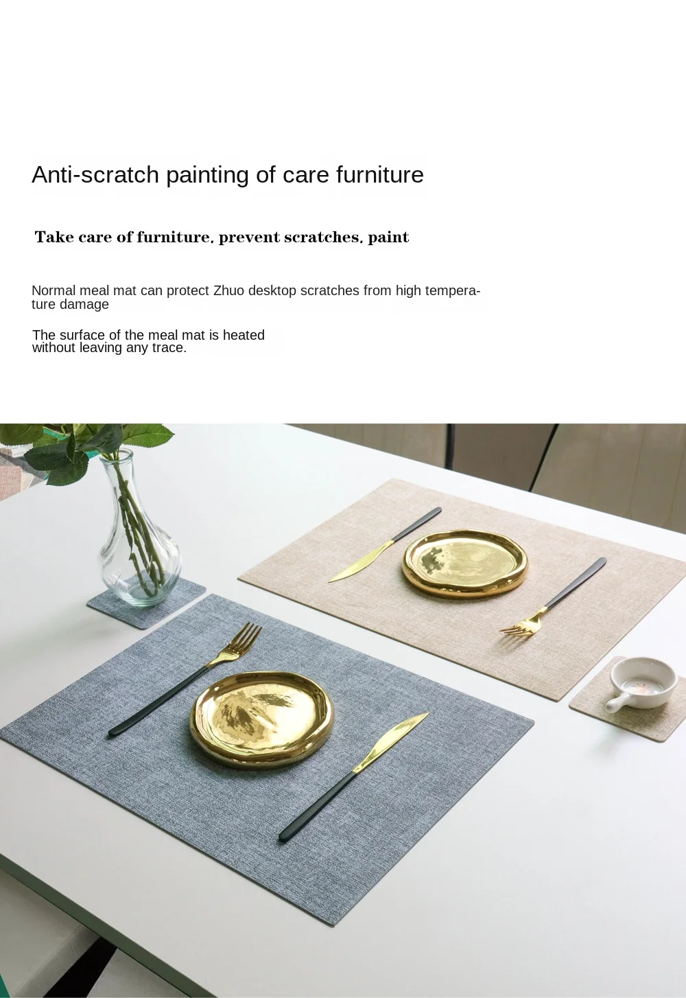 Waterproof Oilproof Placemats Non Slip Heat Resistance Washable Table Mats Cup Coasters Kitchen Water Uptake Dinner Placemats thumbnail 6