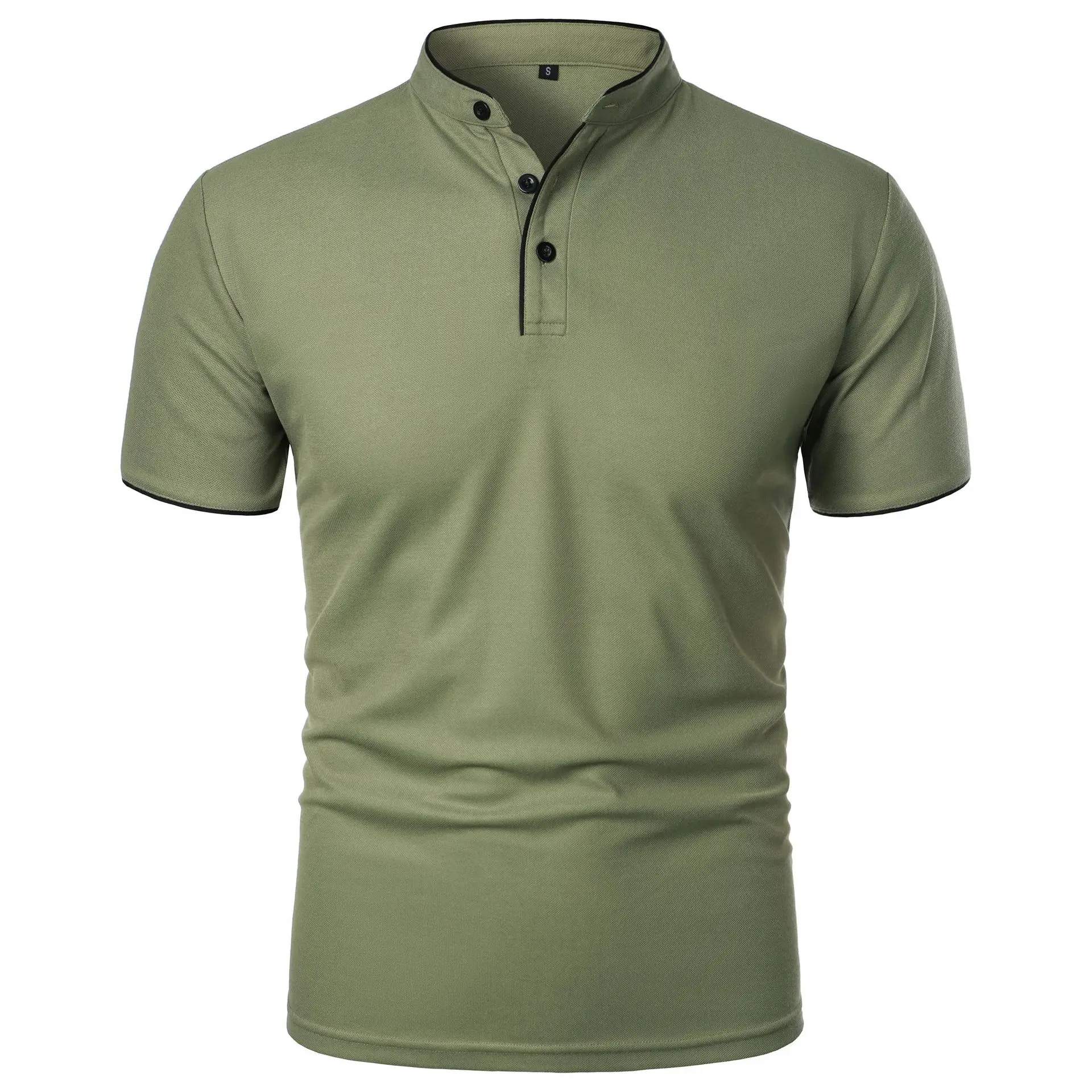 Summer Men's Short Sleeve Collar Tshirts New Solid Color Casual Polo Shirt Trendy Breathable Loose Basic Splice Top thumbnail 4