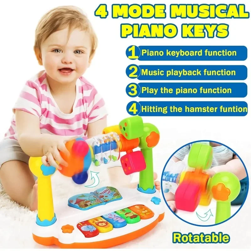 Baby Piano Toys Kids Rotating Music Keyboard Light Sound, Musical Toy for Toddlers,Early Educational Music Toy Gift Random Color thumbnail 4