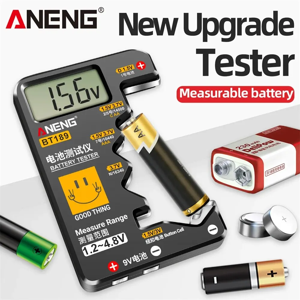 ANENG BT189 Button Cell Battery Tester 9V N D C AA AAA Universal Household LCD Display Battery Tester Power Bank Detectors Tools thumbnail 2