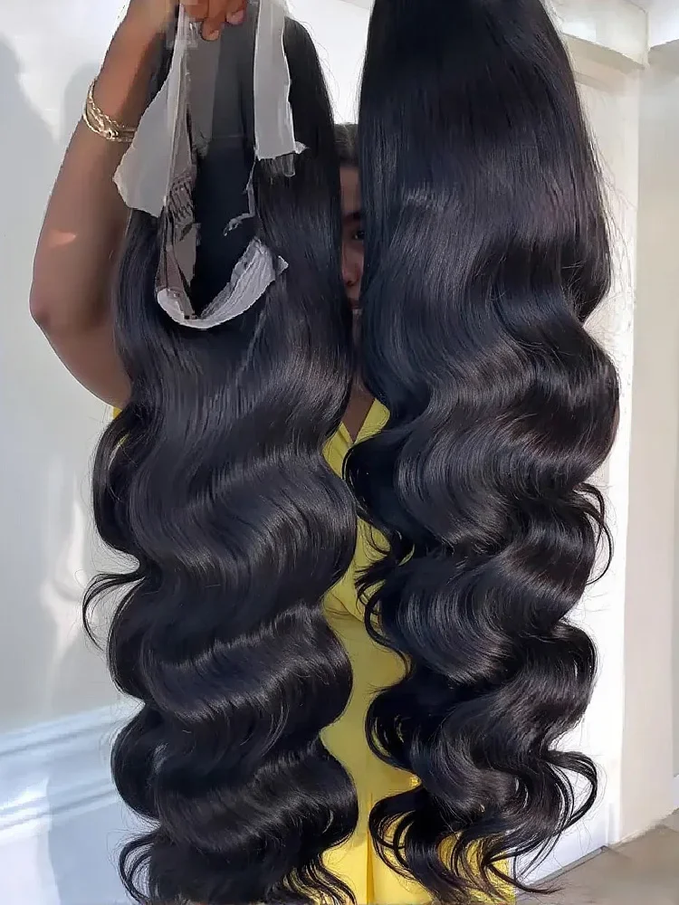 250 Density Human Hair 13x6 Body Wave Lace Frontal Wig HD 30 40 Inch 13x4 Lace Front Wigs Water Loose Black 5x5 Glueless Closure