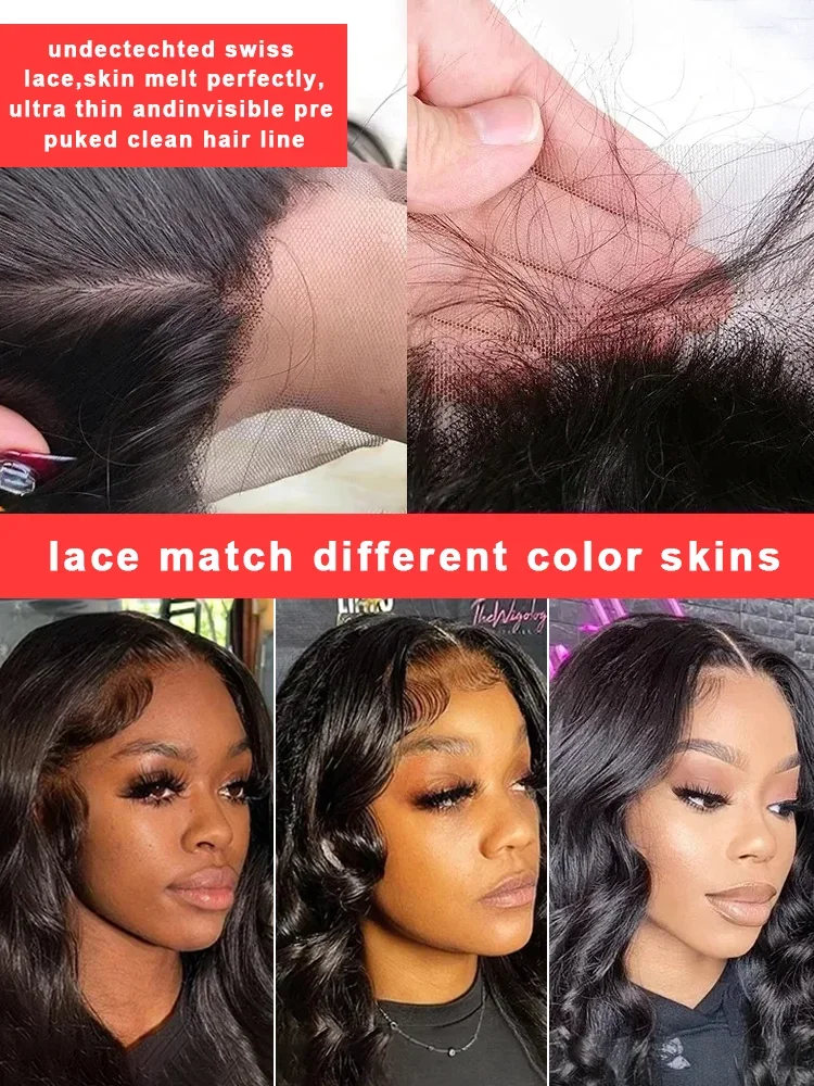 250 Density Human Hair 13x6 Body Wave Lace Frontal Wig HD 30 40 Inch 13x4 Lace Front Wigs Water Loose Black 5x5 Glueless Closure thumbnail 3