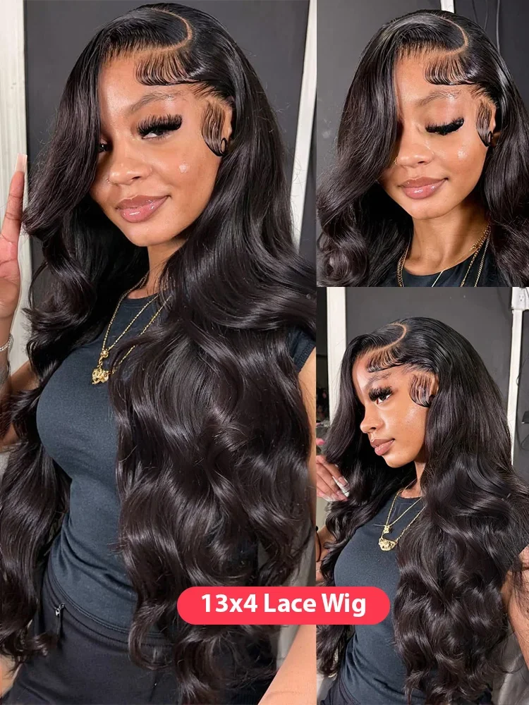 250 Density Human Hair 13x6 Body Wave Lace Frontal Wig HD 30 40 Inch 13x4 Lace Front Wigs Water Loose Black 5x5 Glueless Closure thumbnail 4