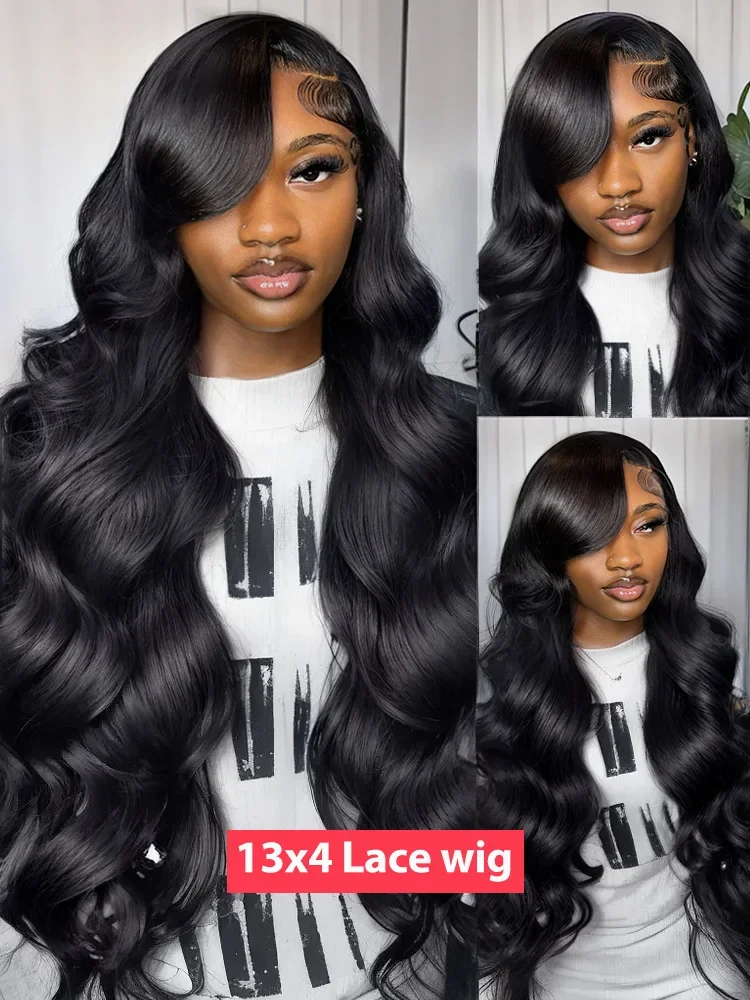 250 Density Human Hair 13x6 Body Wave Lace Frontal Wig HD 30 40 Inch 13x4 Lace Front Wigs Water Loose Black 5x5 Glueless Closure thumbnail 5