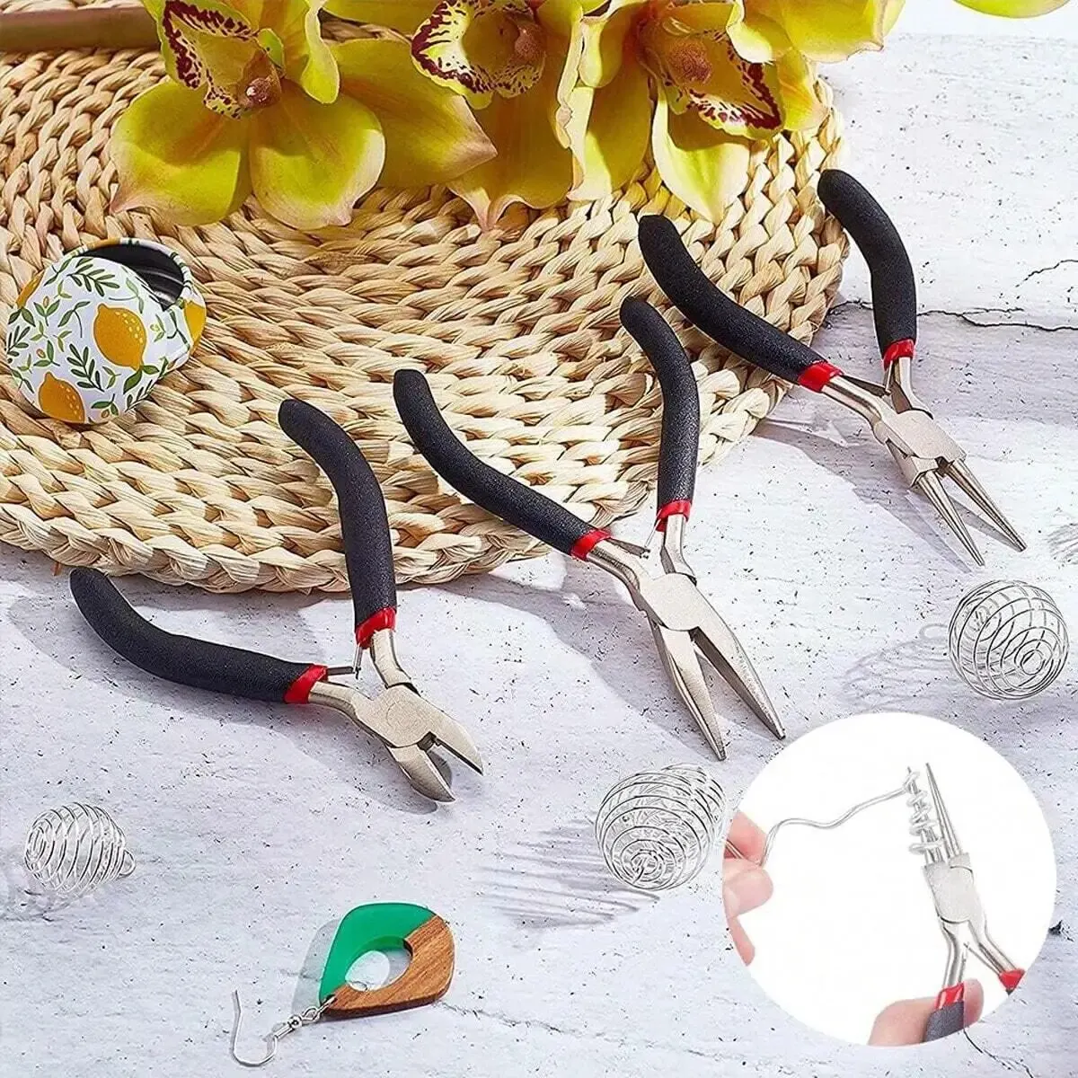 3pcs Jewelry Making Pliers Set - Needle Nose, Chain Nose, Round Nose & Wire Cutter - Perfect for Jewelry Repair, Wire Wrapping thumbnail 5