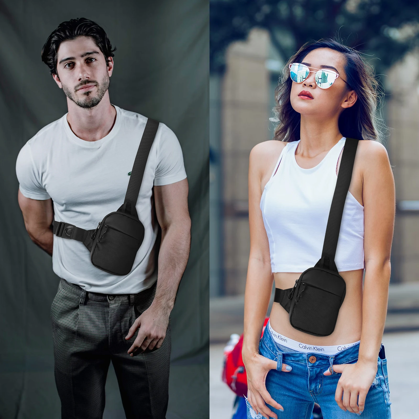 2024 New Sports Chest Bag Men's Small Size Backpack Women Mobile Phone Messenger Bag Mobile Phone Waist Bag Mini Fashion Satchel thumbnail 3