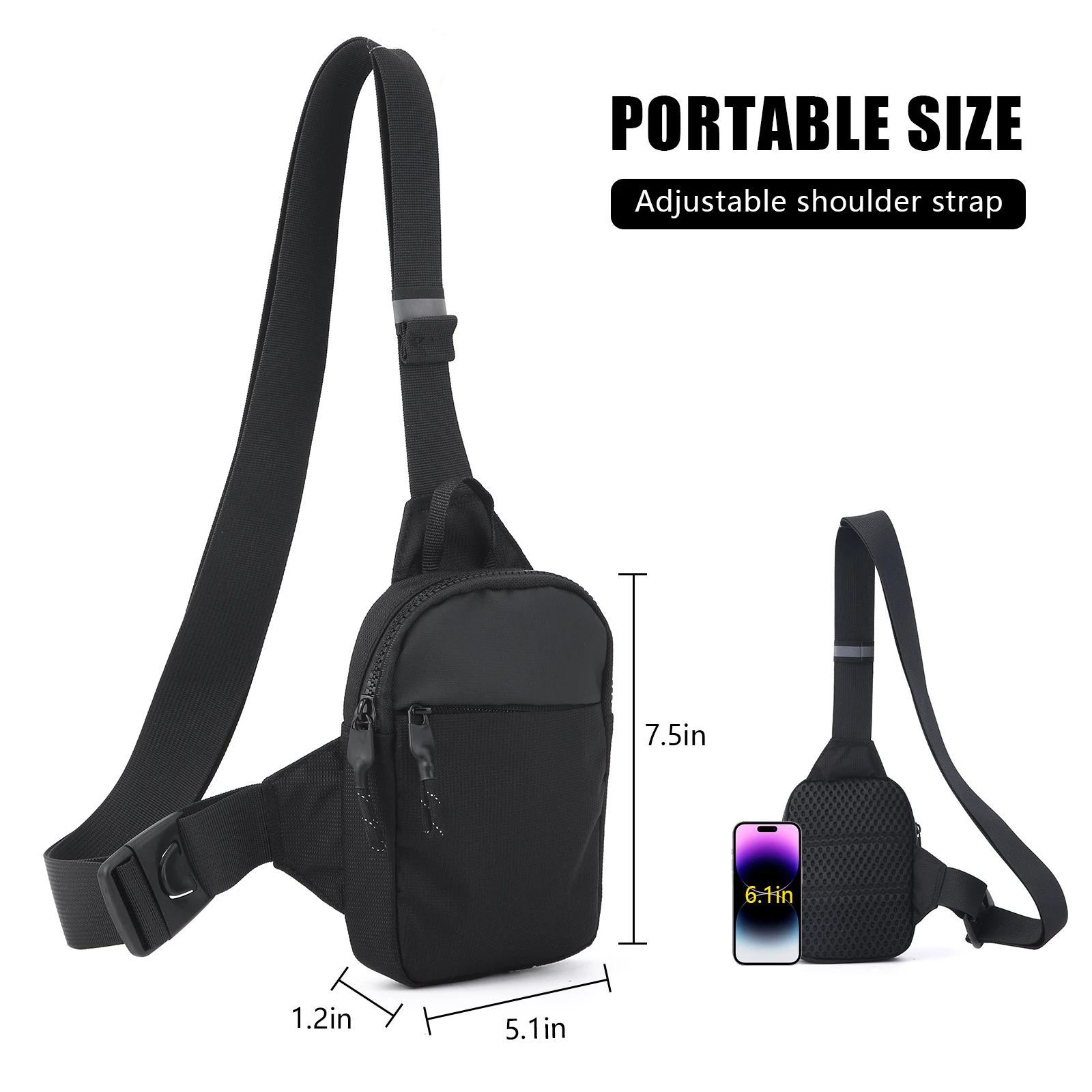 2024 New Sports Chest Bag Men's Small Size Backpack Women Mobile Phone Messenger Bag Mobile Phone Waist Bag Mini Fashion Satchel thumbnail 5