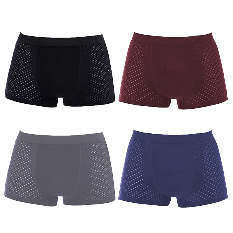 4Pcs/Lot Men's Boxer Briefs Underpants Underwear Boxershorts Breathable Hombre Hole Sexy Shorts Lingerie Mesh Panties thumbnail 2