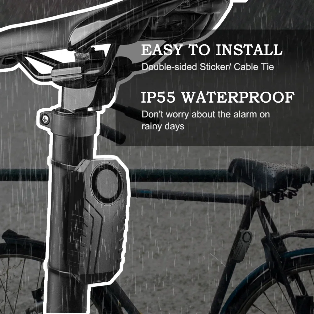 ELECTOP Bicycle Alarm Remote Control Waterproof Electric Motorcycle Scooter Bike Wireless Security Vibration Motion Sensor Alarm thumbnail 4