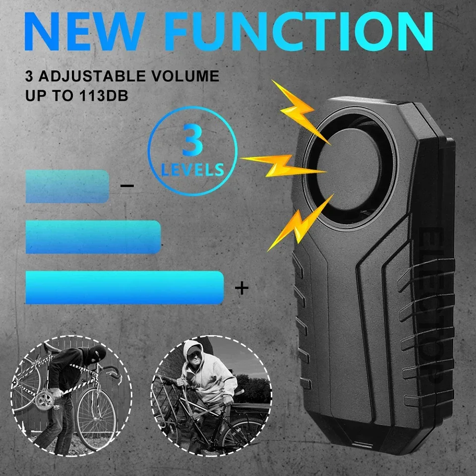 ELECTOP Bicycle Alarm Remote Control Waterproof Electric Motorcycle Scooter Bike Wireless Security Vibration Motion Sensor Alarm thumbnail 3