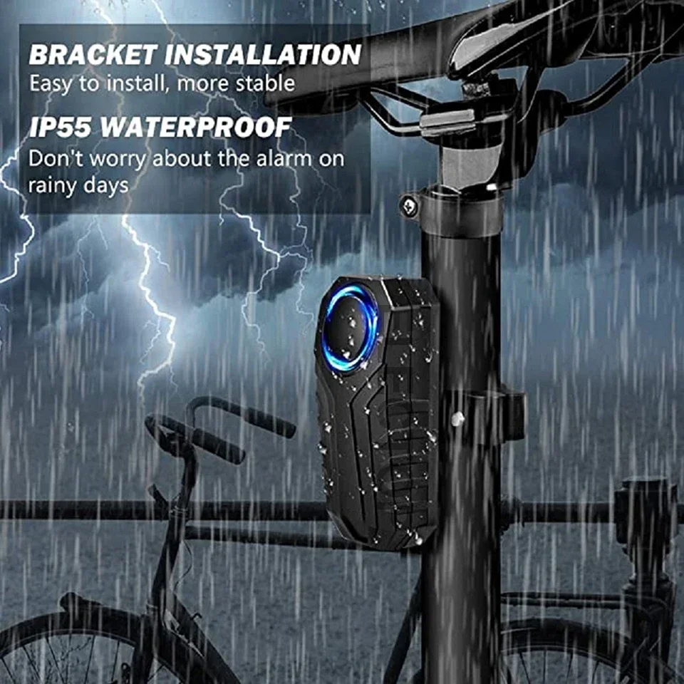 ELECTOP Bicycle Alarm Remote Control Waterproof Electric Motorcycle Scooter Bike Wireless Security Vibration Motion Sensor Alarm thumbnail 5