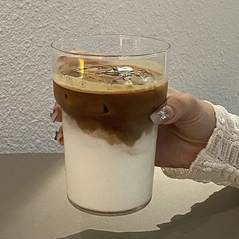 Glass Cups Drinkware and Barware Cold Coffee Cups Latte Coffee Glass Iced Water Bottle Aesthetic Cup Wine Cocktail Glass Cups thumbnail 6