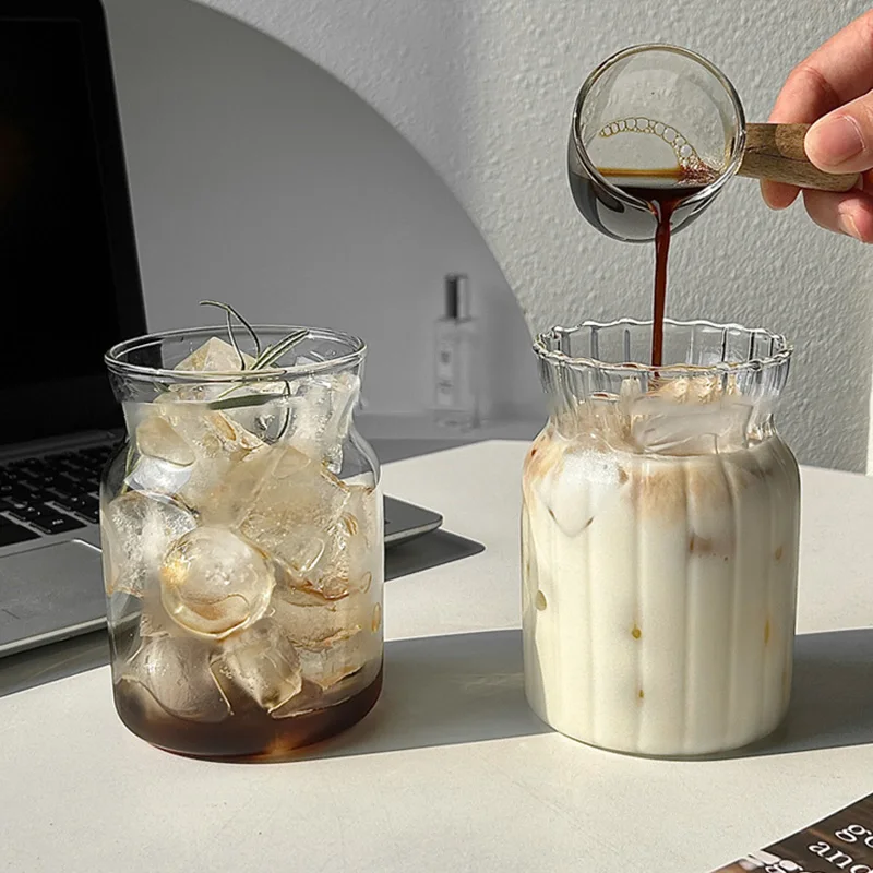 Glass Cups Drinkware and Barware Cold Coffee Cups Latte Coffee Glass Iced Water Bottle Aesthetic Cup Wine Cocktail Glass Cups thumbnail 5