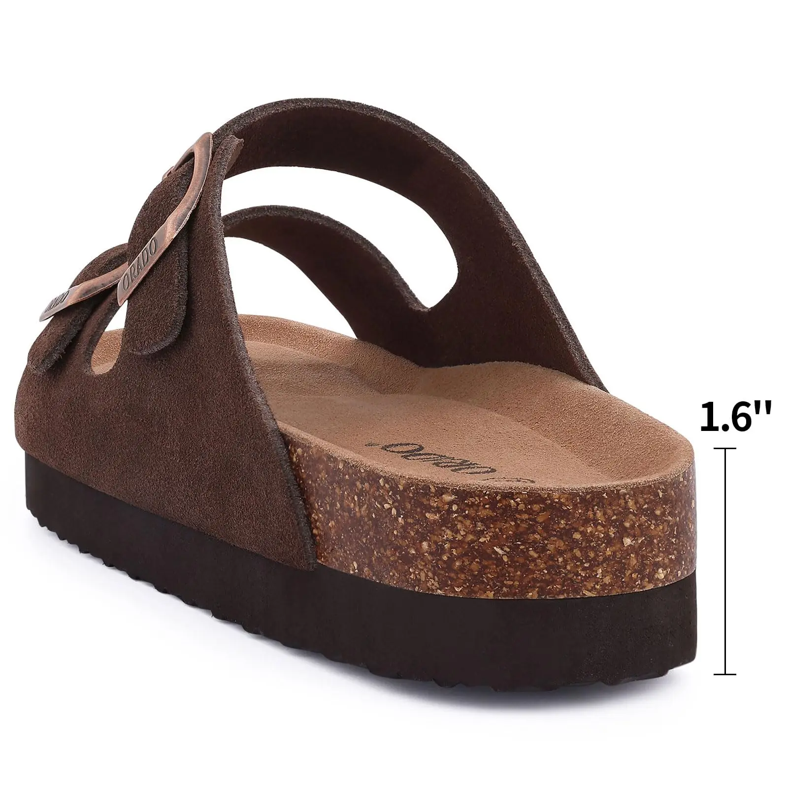Litfun Classic Leather Cork Slippers Women Fashion Suede Flats Sandals Thick Footbed Cork Slides Unisex Outdoor Beach Slippers thumbnail 2