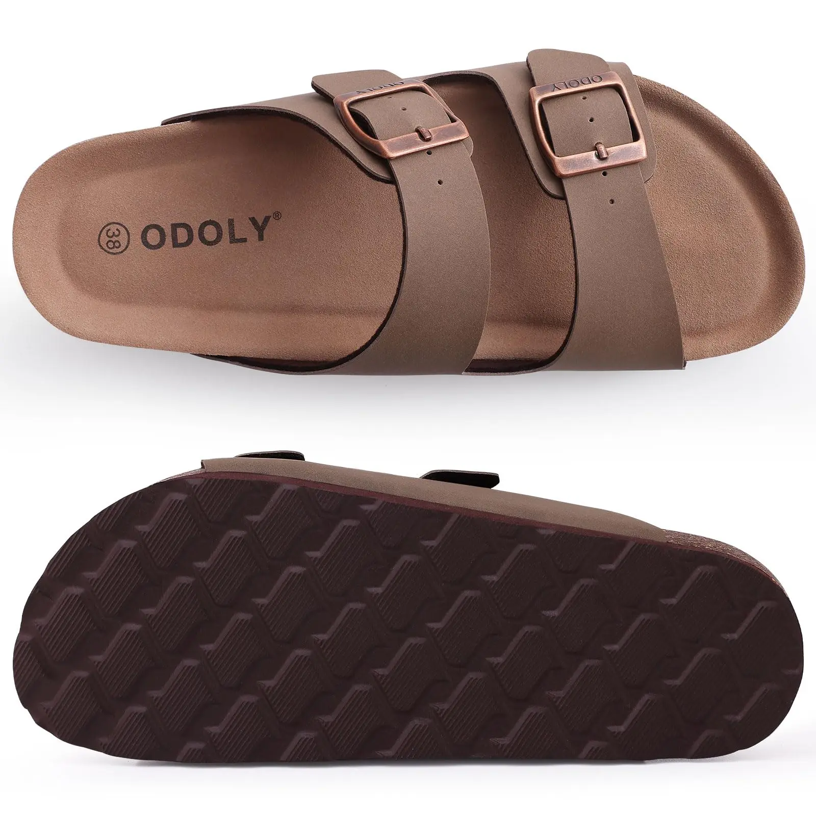 Litfun Classic Leather Cork Slippers Women Fashion Suede Flats Sandals Thick Footbed Cork Slides Unisex Outdoor Beach Slippers thumbnail 5