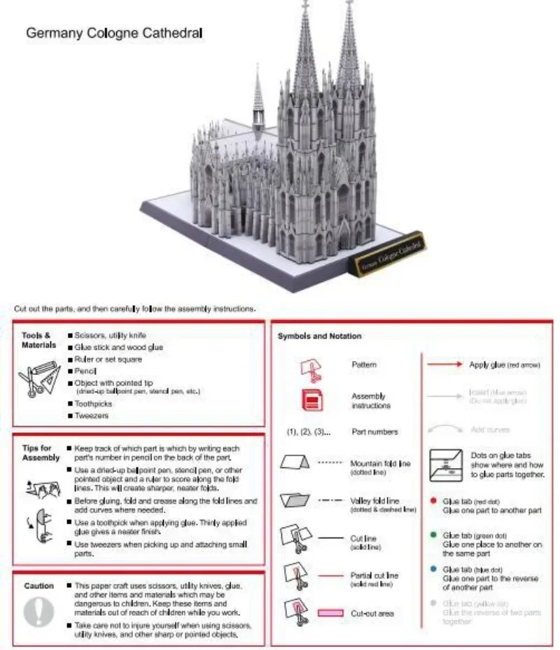 Germany Cologne Cathedral Craft Paper Model 3D Architectural Building DIY Education Toys Handmade Adult Puzzle Game thumbnail 3