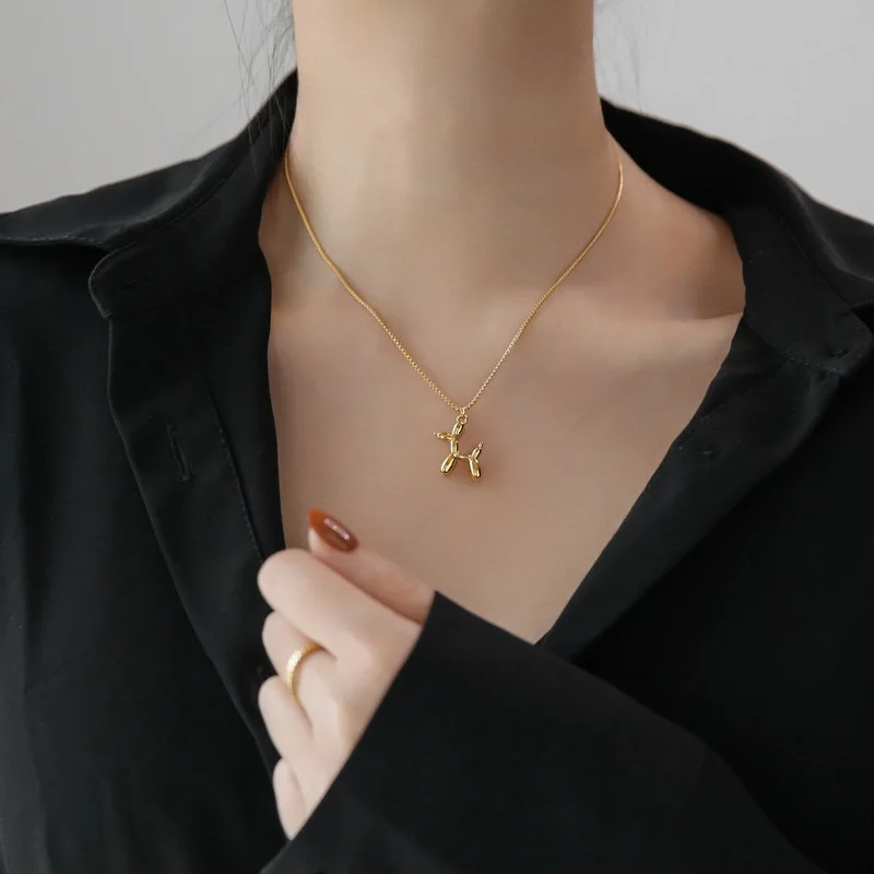 Silver Color Cute Animal Balloon Dog Necklaces Creative Pendant Clavicle Chain Necklace Ladies Girl Jewelry Dropshipping thumbnail 2