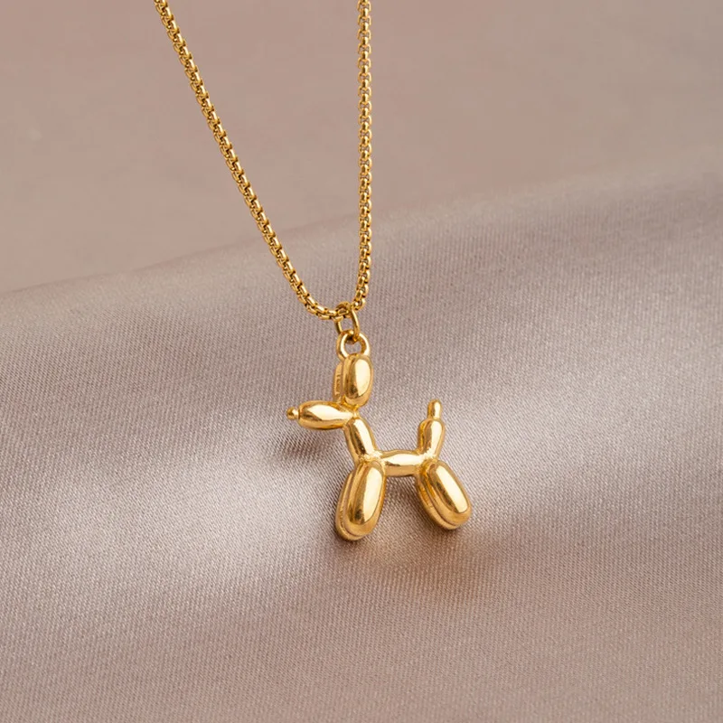 Silver Color Cute Animal Balloon Dog Necklaces Creative Pendant Clavicle Chain Necklace Ladies Girl Jewelry Dropshipping