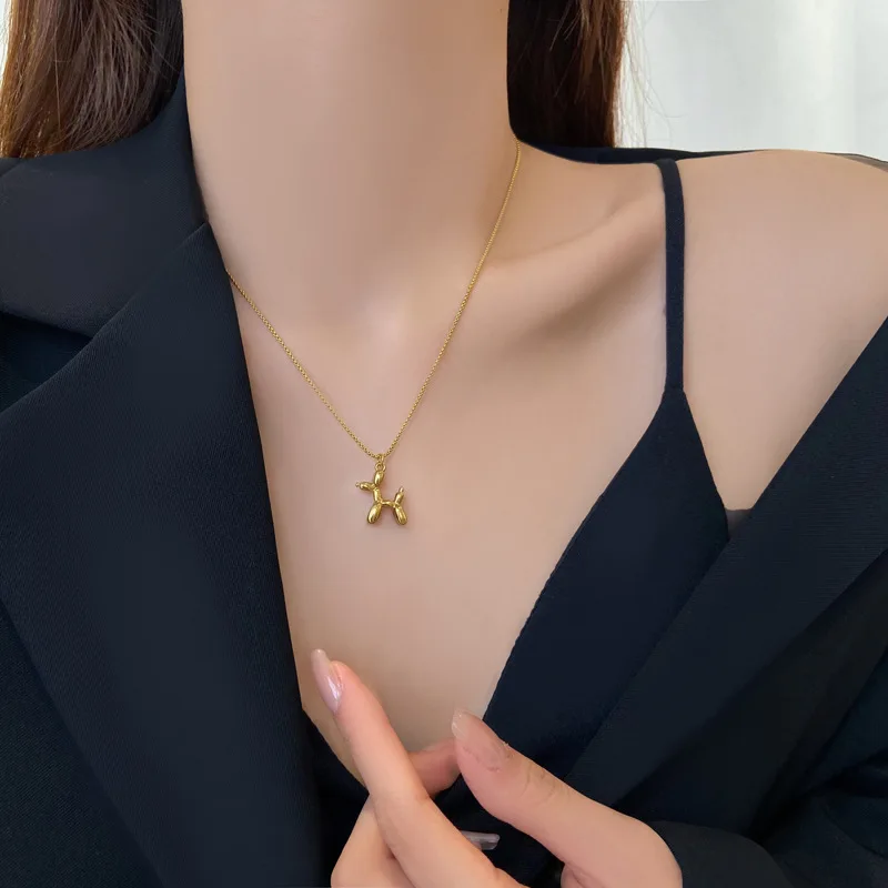 Silver Color Cute Animal Balloon Dog Necklaces Creative Pendant Clavicle Chain Necklace Ladies Girl Jewelry Dropshipping thumbnail 5
