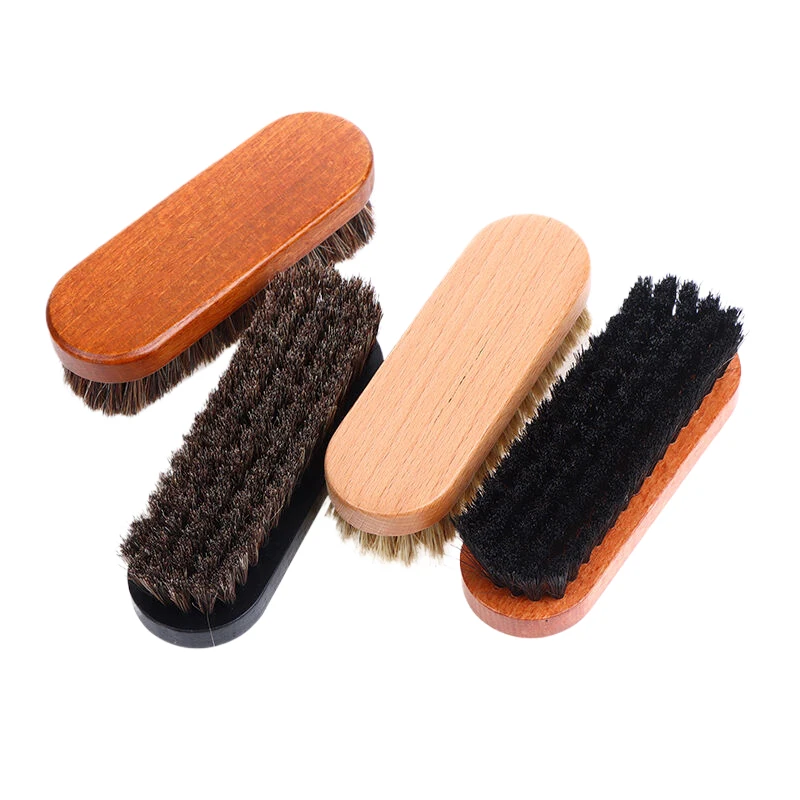 Handle Details Polishing And Cleaning Brush Horse Hair Wood Brush Leather Shoe Care And Cleaning Shoe Brush thumbnail 2