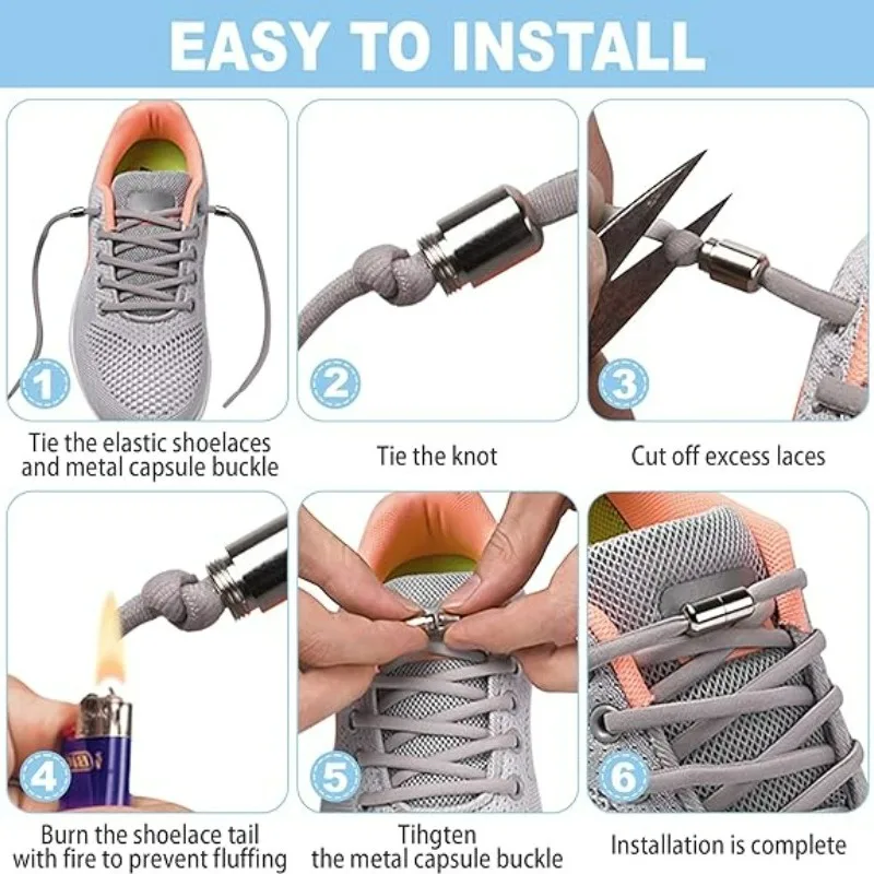 Shoelaces Semicircle Buckle Connector Quick Shoestring No Tie Button Adult Kids Sneaker Capsule Metal Lock Lazy Shoe Decorations thumbnail 3