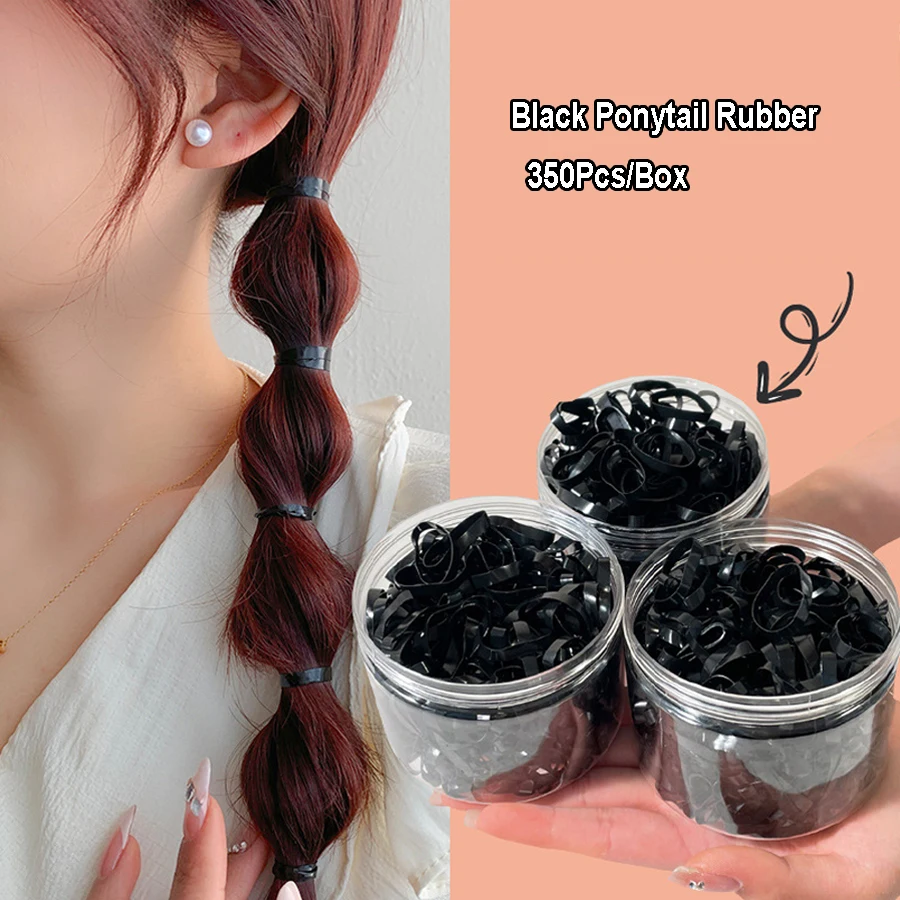 100-1000Pcs Black Disposable Rubber Band Elastic Hair Bands Girls Headband Children Ponytail Holder Bands Kids Hair Accessories thumbnail 2