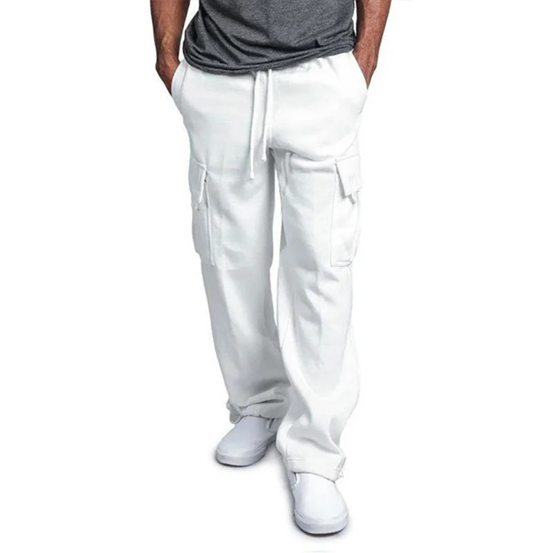 Mens Sweatpants Straight Fit Joggers for Sports and Streetwear Loose Oversized Drawstring Long Pants Men Multi-Pocket Pants thumbnail 4