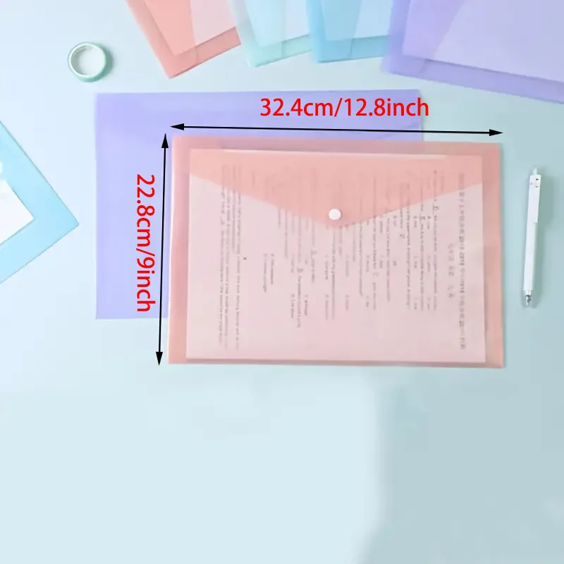 10/30pcs Transparent and Colorful File Envelopes Plastic Folders Office School Home A4 Letter Organizing Papers Storage Tool thumbnail 2
