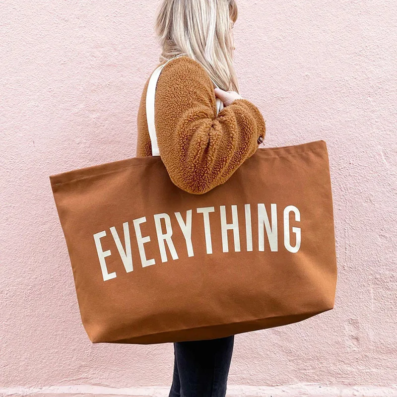 Large Capacity Canvas Tote Bag Extra Letters Fashion Beach Totes Bags Reusable Travel Shopping Handbag Grocery Bag Bolsos Mujer thumbnail 5