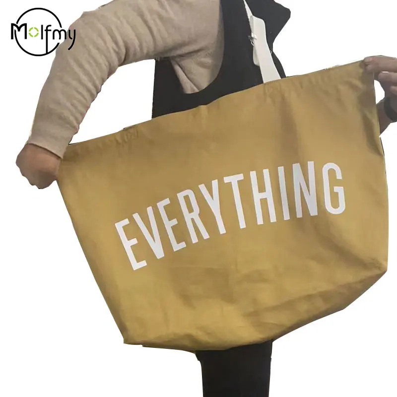 Large Capacity Canvas Tote Bag Extra Letters Fashion Beach Totes Bags Reusable Travel Shopping Handbag Grocery Bag Bolsos Mujer thumbnail 6