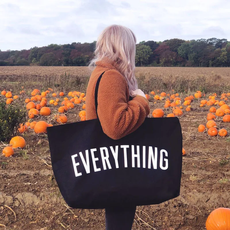 Large Capacity Canvas Tote Bag Extra Letters Fashion Beach Totes Bags Reusable Travel Shopping Handbag Grocery Bag Bolsos Mujer thumbnail 4