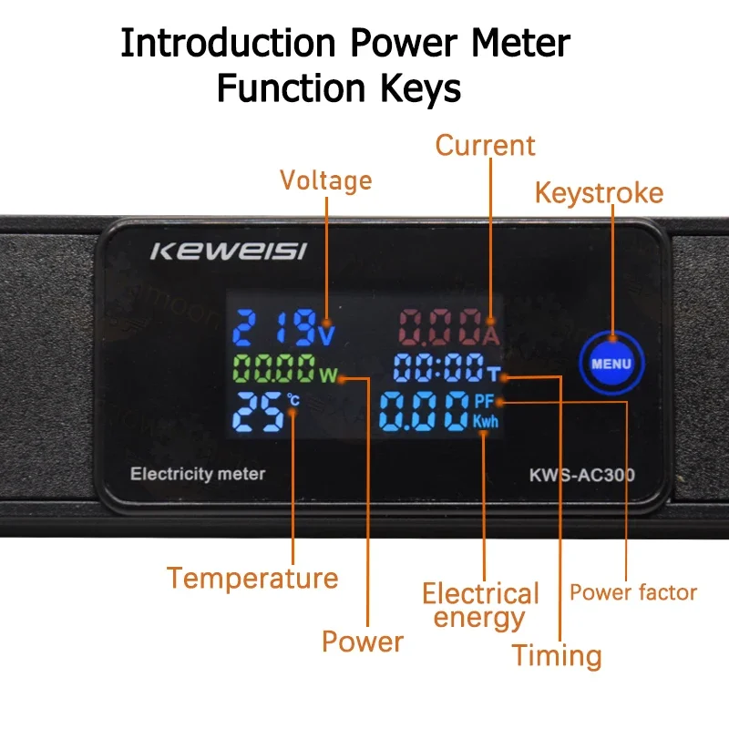 EU Power Strip With Switch Digital Ampermeter Power Energy Voltmeter Ammeter 2/3/4/5/6/7/8/9/10 European Socket C14 interface thumbnail 4