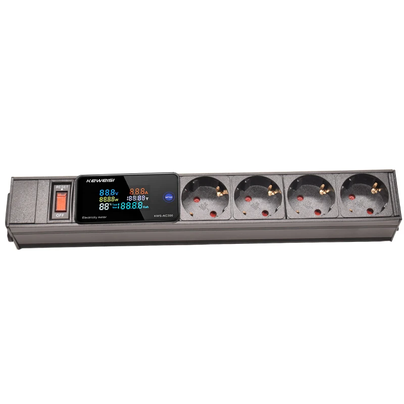 EU Power Strip With Switch Digital Ampermeter Power Energy Voltmeter Ammeter 2/3/4/5/6/7/8/9/10 European Socket C14 interface thumbnail 6