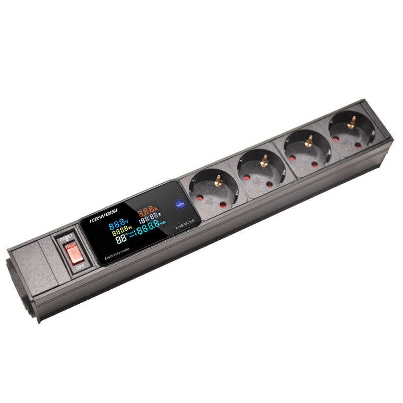 EU Power Strip With Switch Digital Ampermeter Power Energy Voltmeter Ammeter 2/3/4/5/6/7/8/9/10 European Socket C14 interface thumbnail 5